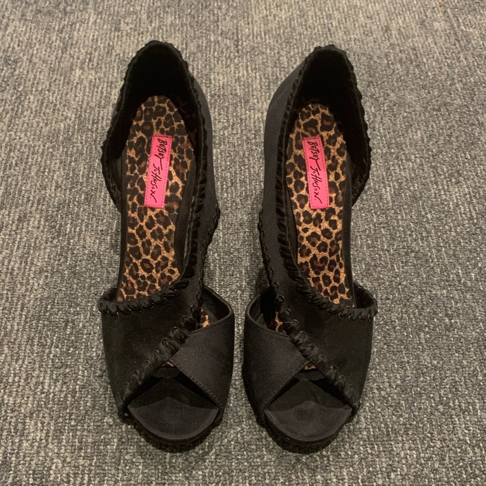 Vintage Betsey Johnson Black Peep-Toe Women's Heels